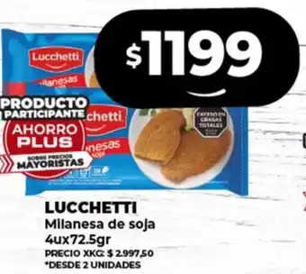 Supermayorista Vital LUCCHETTI Milanesa de soja 4ux72.5gr oferta