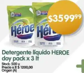Supermercados Buenos Días Detergente líquido HEROE doy pack x 3 It oferta