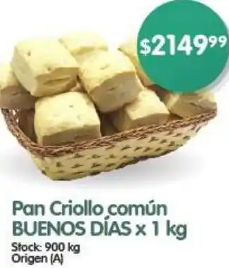 Supermercados Buenos Días Pan Criollo común BUENOS DÍAS x 1kg oferta