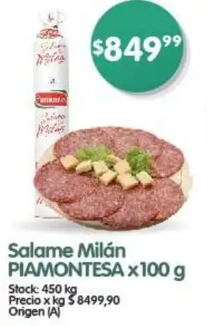 Supermercados Buenos Días Salame Milán PIAMONTESA x 100g oferta