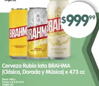 Supermercados Buenos Días Cerveza Rubia lata BRAHMA x 473cc oferta