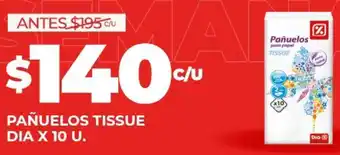 Supermercados DIA PAÑUELOS TISSUE DIA X 10U oferta