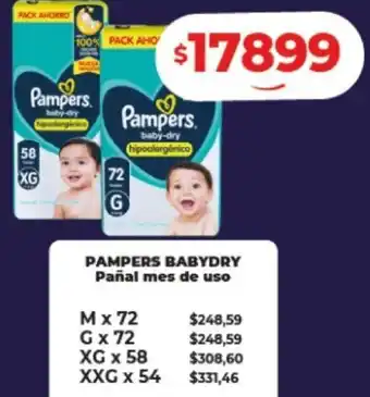 Supermayorista Vital PAMPERS BABYDRY Pañal mes de uso oferta