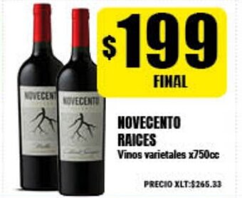 Supermayorista Vital Novecento Raices Vinos varietales x750cc oferta