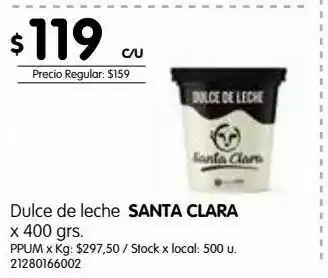Jumbo Dulce de leche santa clara 400 gr oferta