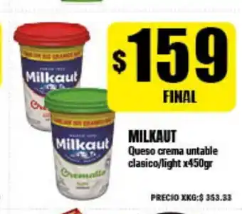 Supermayorista Vital Milkaut Queso crema untable clasico/light x450gr oferta