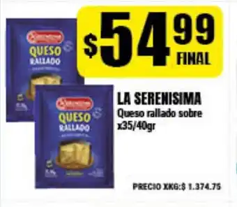 Supermayorista Vital La Serenisima Queso rallado sobre x35/40gr oferta