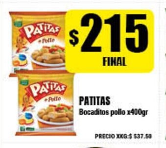 Supermayorista Vital Patitas Bocaditos pollo x400gr oferta