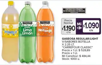 Carrefour Maxi GASEOSA REGULAR/LIGHT V/SABORES BOTELLA X 2.25LT oferta