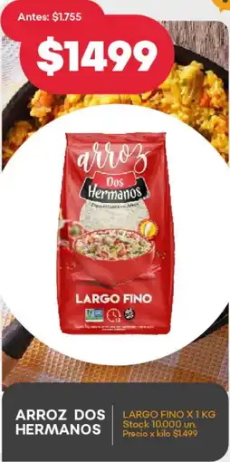 Supermercados Tadicor ARROZ DOS HERMANOS LARGO FINO X 1KG oferta