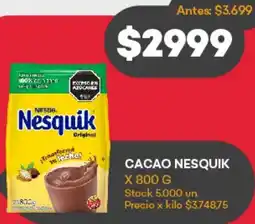 Supermercados Tadicor CACAO NESQUIK x 800g oferta