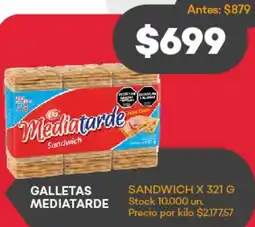 Supermercados Tadicor GALLETAS MEDIATARDE SANDWICH X 321G oferta