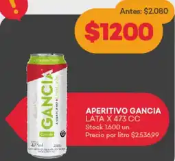 Supermercados Tadicor APERITIVO GANCIA LATA X 473CC oferta