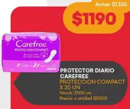 Supermercados Tadicor PROTECTOR DIARIO CAREFREE PROTECCION COMPACT X 20 UN oferta