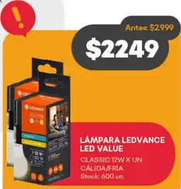Supermercados Tadicor LÁMPARA LEDVANCE LED VALUE CLASSIC 12W X UN CÁLIDA/FRÍA oferta