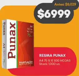 Supermercados Tadicor RESMA PUNAX A4 75G X 500 HOJAS oferta