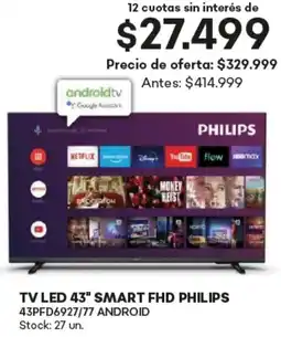 Supermercados Tadicor TV LED 43" SMART FHD PHILIPS oferta