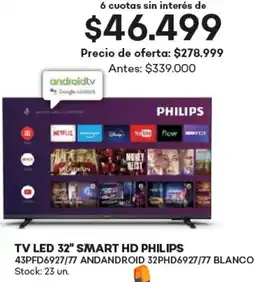 Supermercados Tadicor TV LED 32" SMART HD PHILIPS oferta