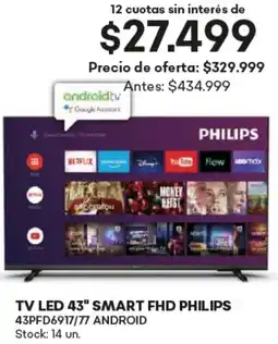 Supermercados Tadicor TV LED 43" SMART FHD PHILIPS oferta