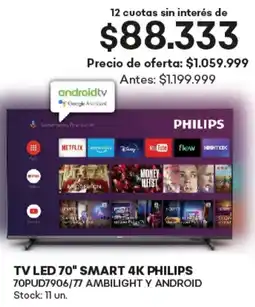 Supermercados Tadicor TV LED 70" SMART 4K PHILIPS oferta