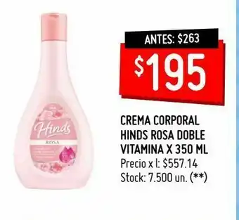Changomas Crema corporal hinds rosa doble vitamina x 350 ml oferta