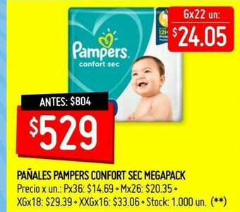 Changomas Pañales pampers confort sec megapack oferta