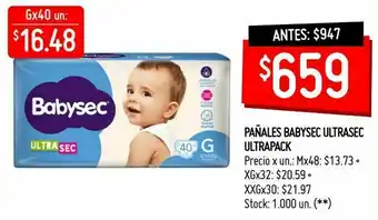 Changomas Pañales babysec ultrasec ultrapack oferta