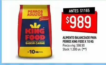 Changomas Alimento balanceado para perros king food x 10 kg oferta