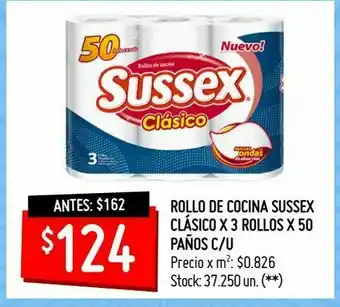 Changomas Rollo de cocina sussex clásico x 3 rollos x 50 paños c/u oferta