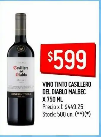 Changomas Vino tinto casillero del diablo malbec x 750 ml oferta