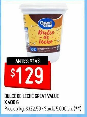 Changomas Dulce de leche great value x 400 g oferta