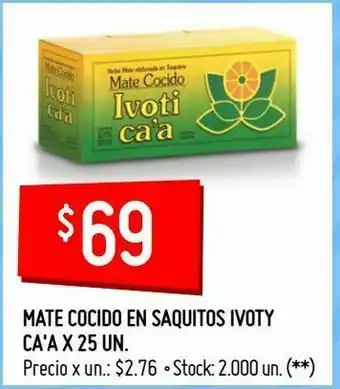 Walmart Mate cocido en saquitos ivoty ca'a x 25 un. oferta