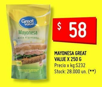 Walmart Mayonesa great value x 250 g oferta