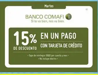 Walmart Banco comafi 15% dto oferta