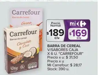 Carrefour Carrefour Barra De Cereal V/Sabores Caja x 6 U oferta