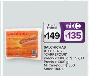 Carrefour Carrefour Salchichas 10 u x 375g oferta