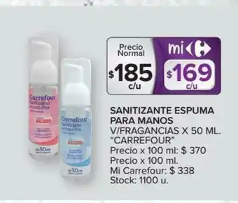 Carrefour Carrefour Sanitizante Espuma Para Manos V/Fragancias x 50ml oferta