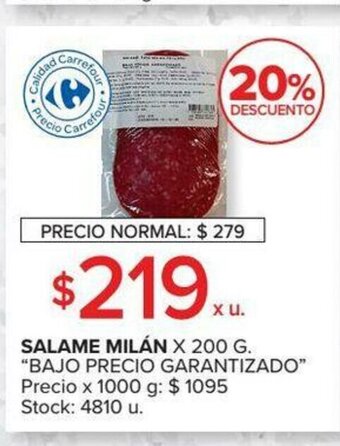 Carrefour Salame Milán Bajo Precio Garantizado x 200g oferta