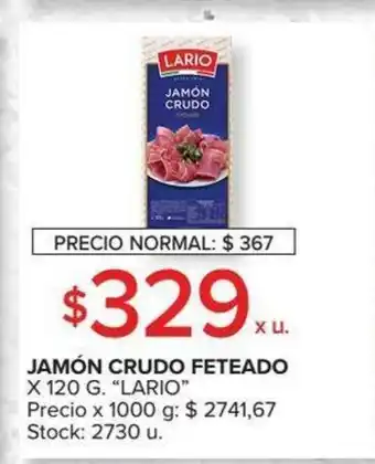 Carrefour Lario Jamón Crudo Feteado x 120g oferta