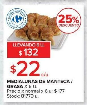 Carrefour Medialunas De Manteca / Grasa x 6 U. oferta