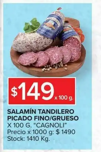 Carrefour Cagnoli Salamín Tandilero Picado Fino/Grueso x 100g oferta