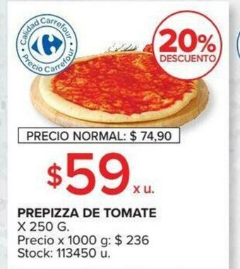 Carrefour Prepizza De Tomate x 250g oferta