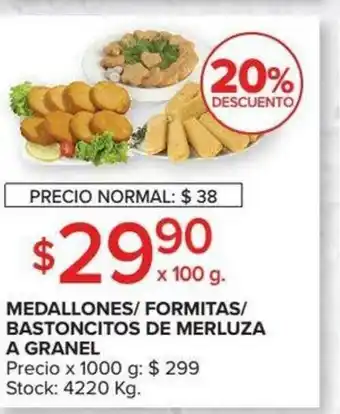 Carrefour Medallones/Formitas/Bastoncitos De Merluza A Granel x 100g oferta