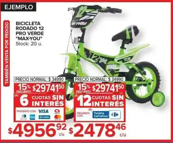 Carrefour Bicicleta Rodado 12 Pro Verde Max-You oferta
