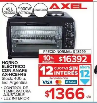 Carrefour Horno Eléctrico COn Anafe Ax-HCEH45 oferta