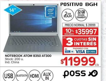 Carrefour Positivo BGH Notebook Atom 8350 AT300 oferta