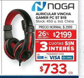 Carrefour Noga Auricular Vincha Gamer PC ST 819 oferta