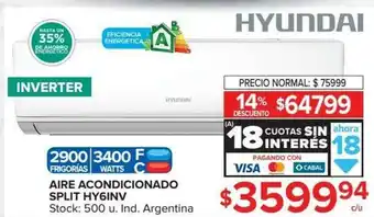 Carrefour Hyundai Aire Acondicionador Split HY6INV oferta