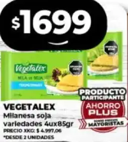Supermayorista Vital VEGETALEX Milanesa soja variedades 4ux85gr oferta