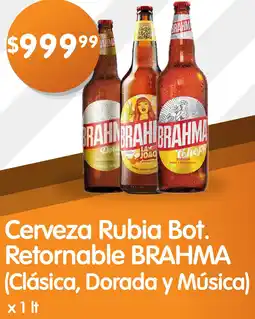 Supermercados Buenos Días Cerveza Rubia Bot. Retornable BRAHMA x 1lt oferta